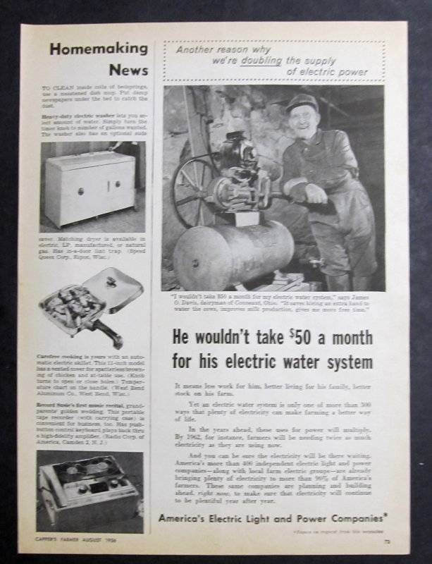 Original 1956 Light & Power Photo Endorsed Ad James Davis of Conneaut Ohio