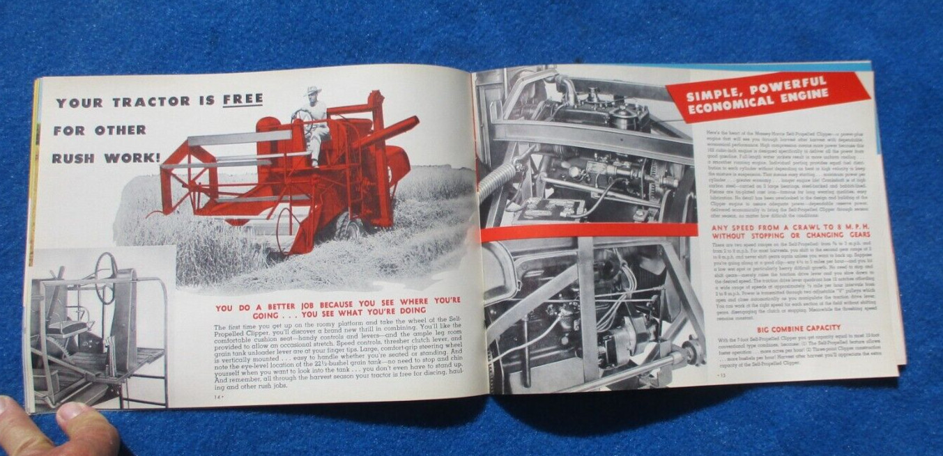 Massey Harris 1950&rsquo;s Combine Sales Booklet Many Full Color Pages Original NOS