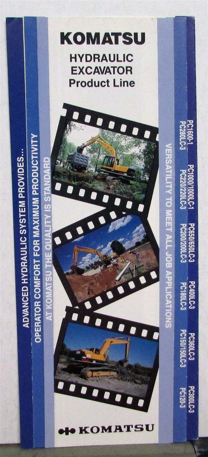 1988 Komatsu Hydraulic Excavator Product Line Specs Construction Sales Brochure