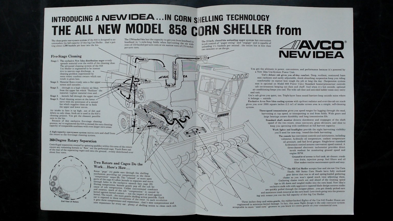 AVCO New Idea 858 Uni Sheller Vintage Agricultural Brochure Corn Sheller