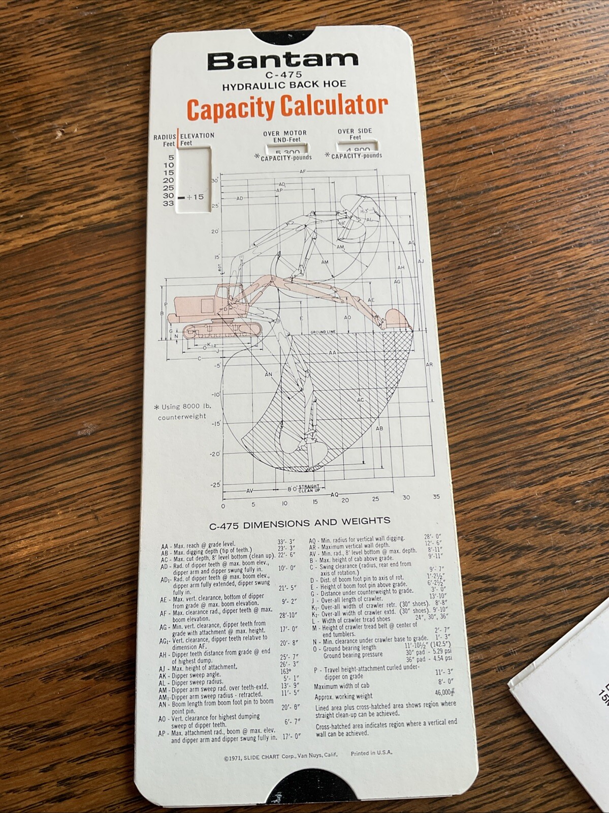 Bantam, C475 Hydraulic Backhoe Excavator Sales Brochure With Capacity Calculator