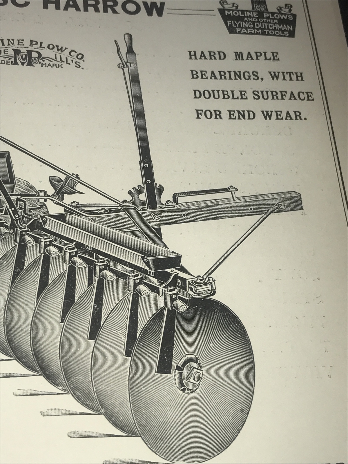 ORIGINAL 1905 Nebraska Moline Plow Farm Advertising – Omaha – Disc Harrow