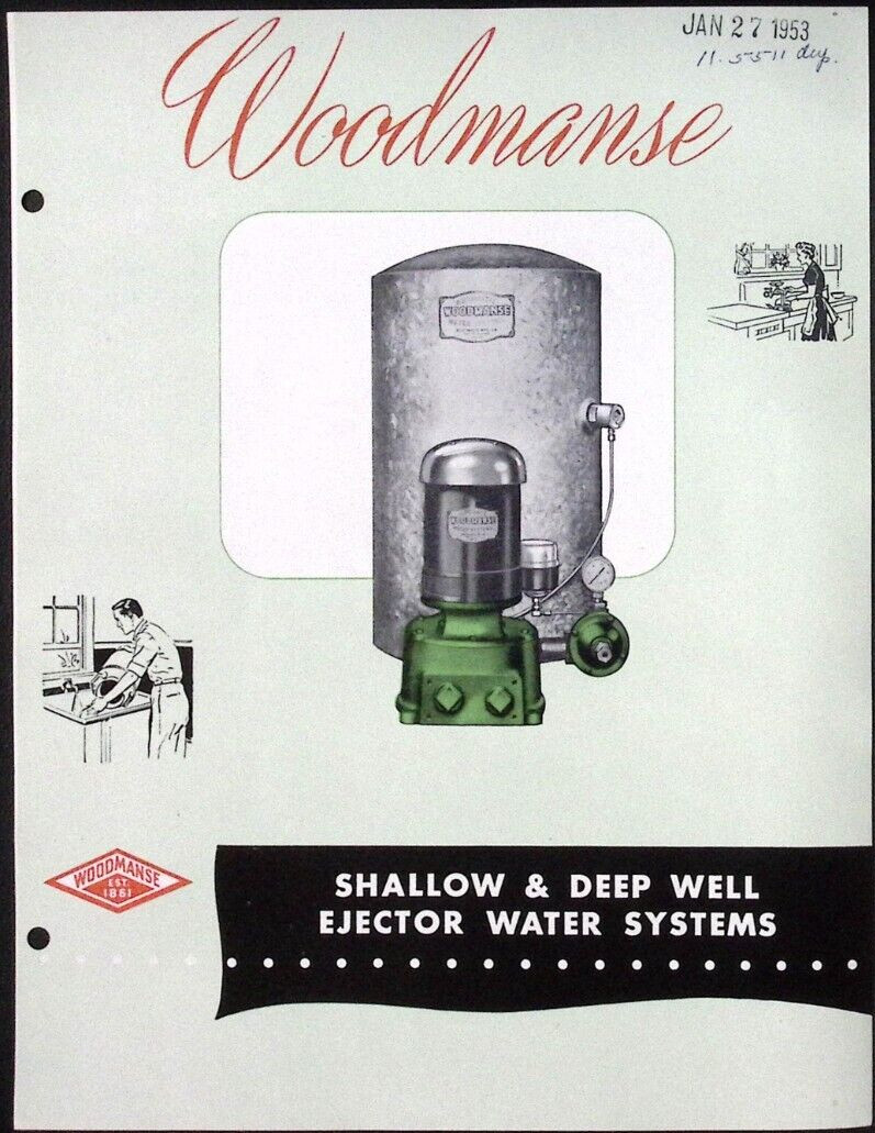 1953 Woodmanse Shallow and Deep Well Ejector Water Systems Brochure
