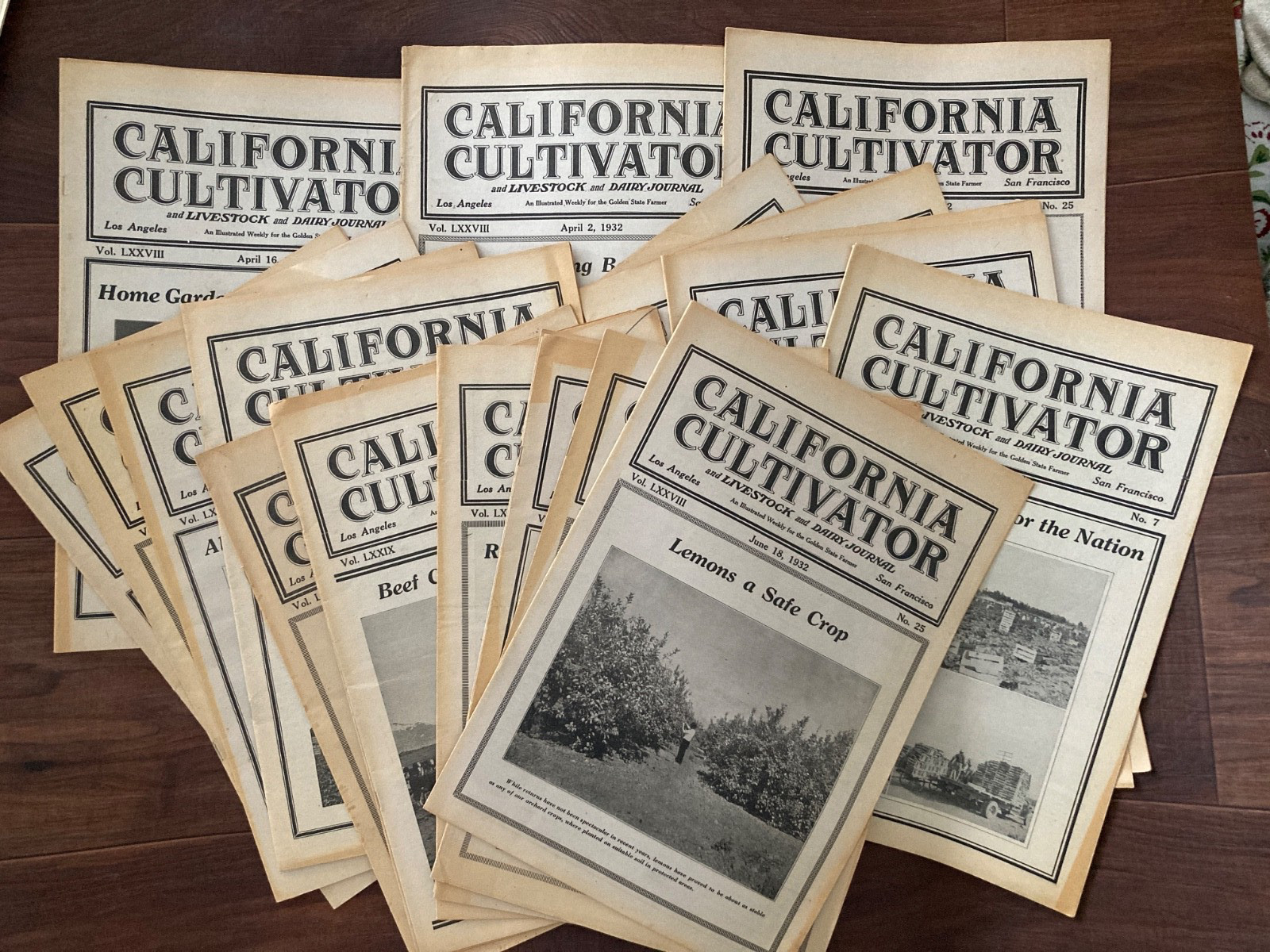 California Cultivator Agricultural Newspaper 1932 Biweekly Lot of 19 VHTF