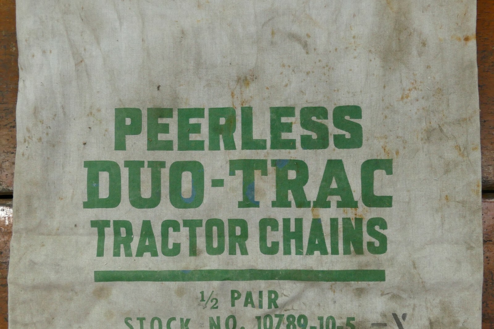 Vintage Peerless Duo Trac Tractor Chains Advertising Cloth Bag Winona Minnesota