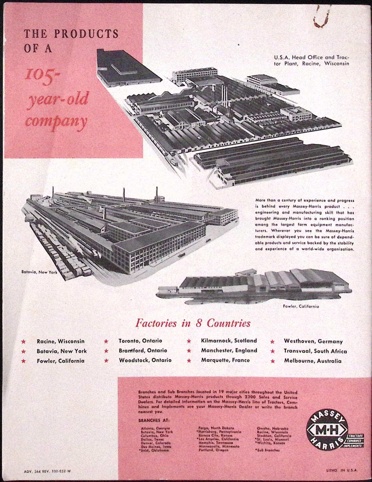 1954 Massey Harris Haying Tools No.41 Side Mower No.6 Mower Dealer Brochure