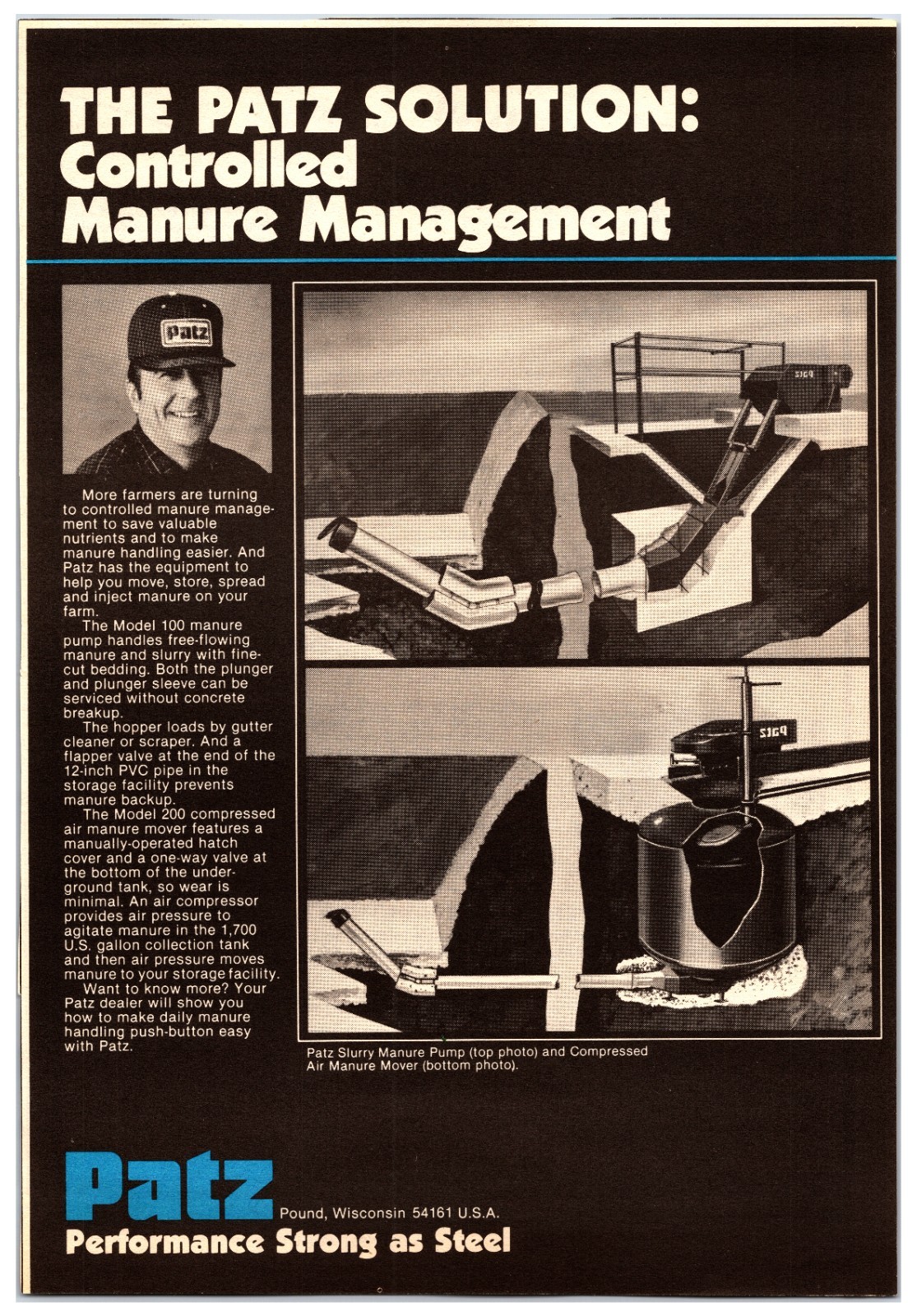 Original 1983 Patz Manure Management Storage Ad Print Advertisement (8in x 11in)
