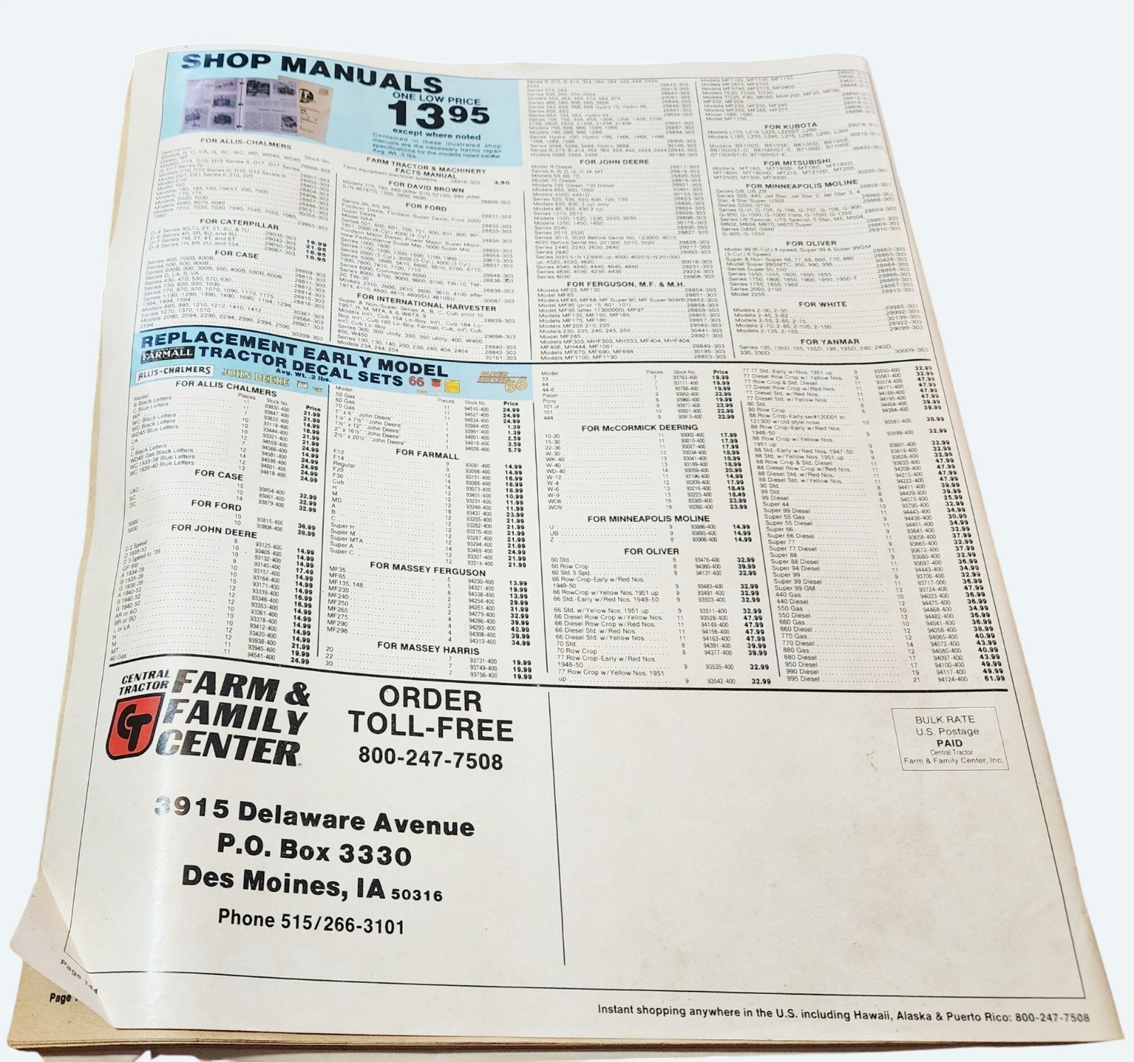Vintage Central Tractor Farm & Family Center Spring Catalog 1989 Farm Equipment