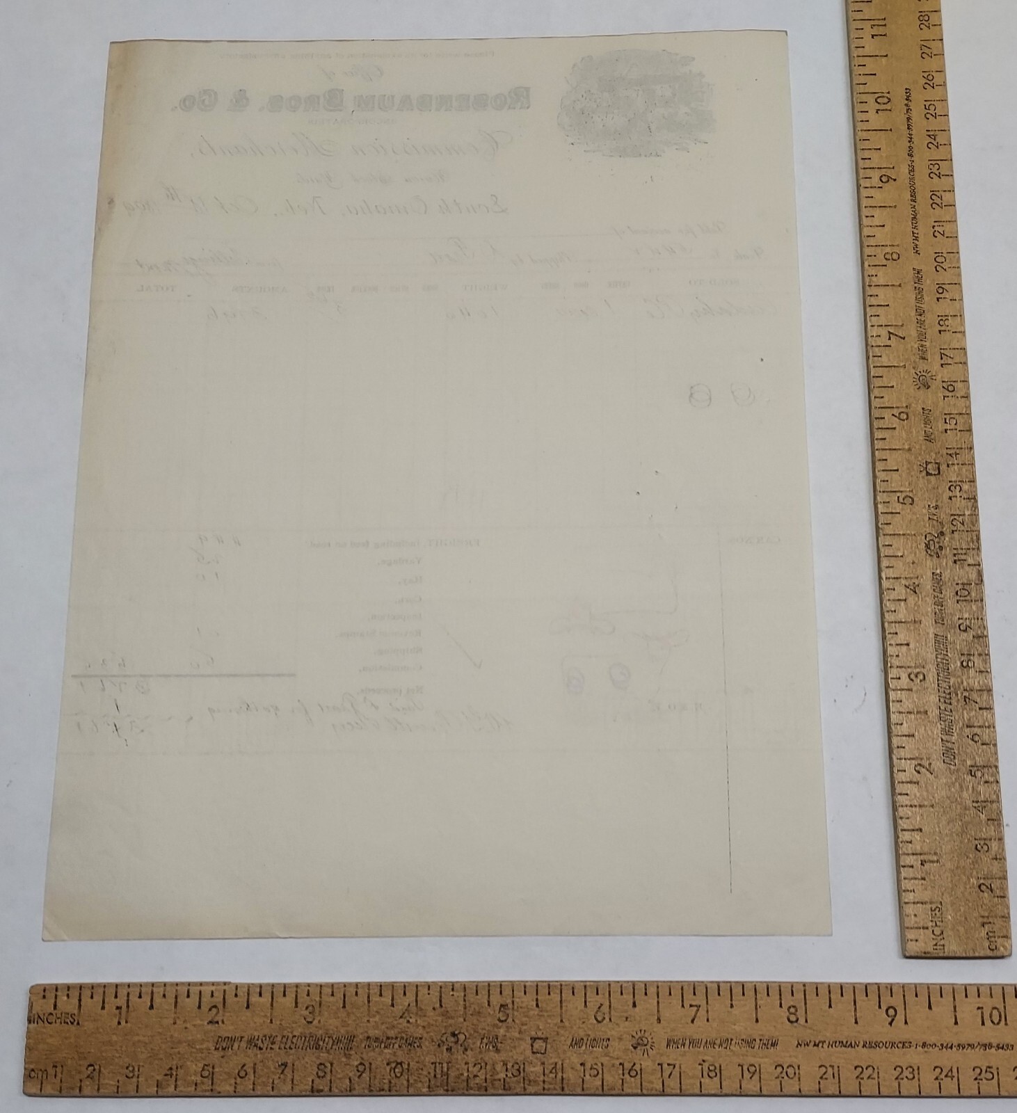 1899 ROSENBAUM BROS & CO Commission Merchants – RECEIPT – listing #7446
