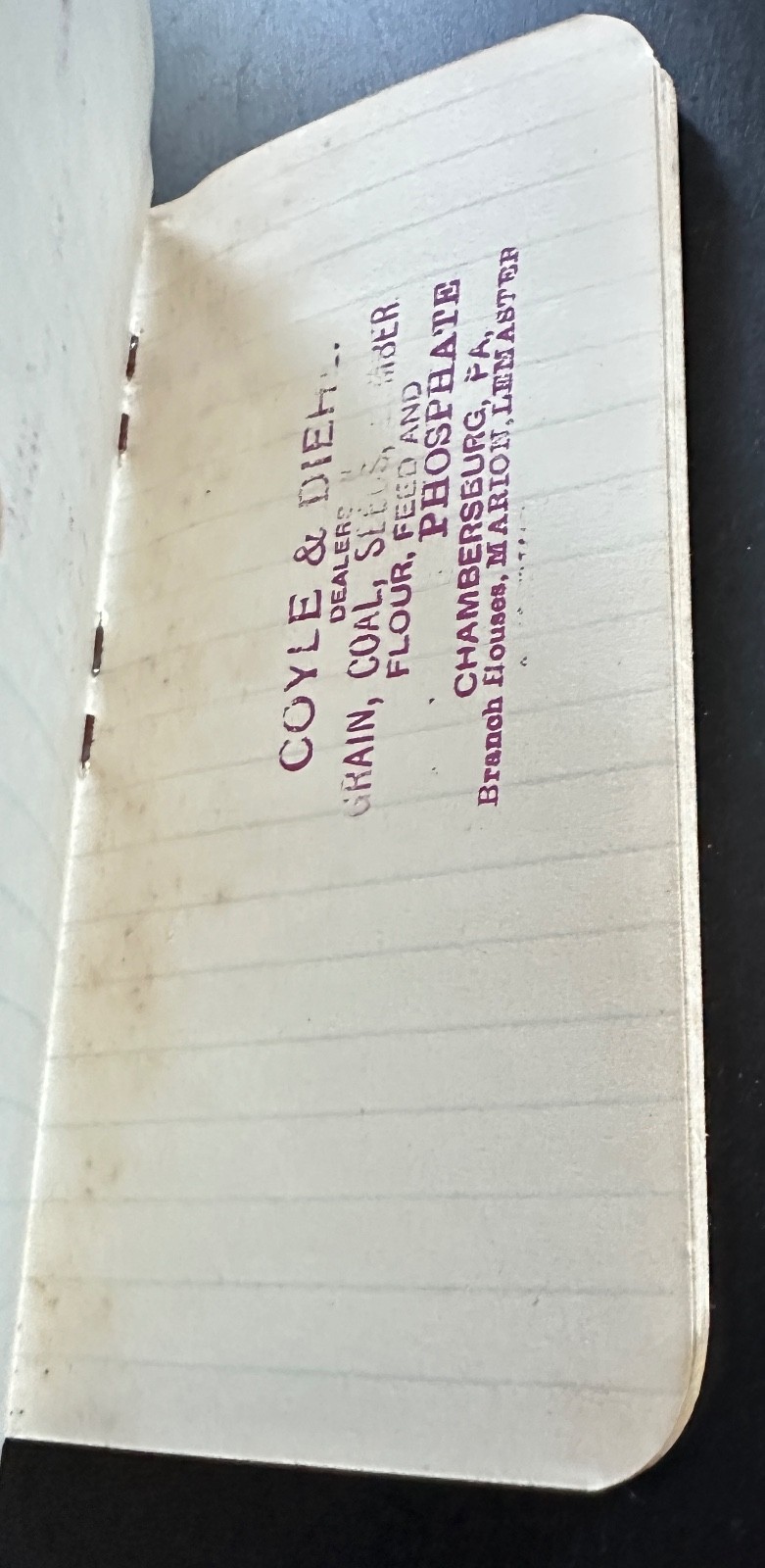1902 Notebook American Agricultural Chemical Co Coyle & Diehl Chambersburg PA