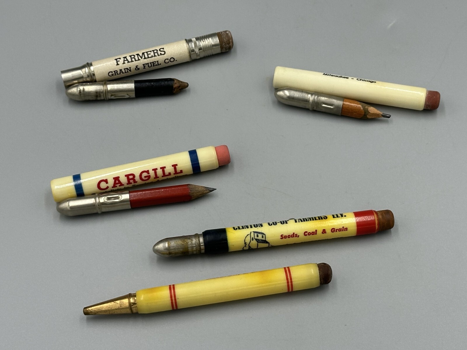 Vintage FARMERS CO-OP ELEVATOR Advertising BULLET PENCIL Clinton MN Sisseton SD