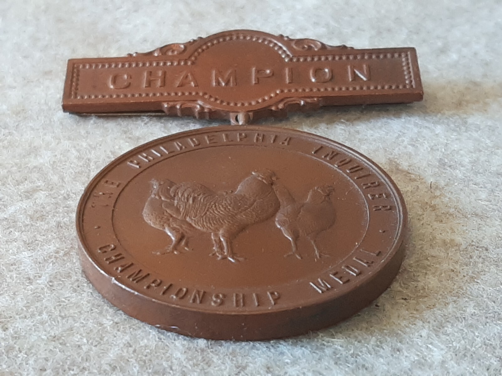 Vintage Champion Medal Best Bird Poultry Chicken Philadelphia Inquirer Award