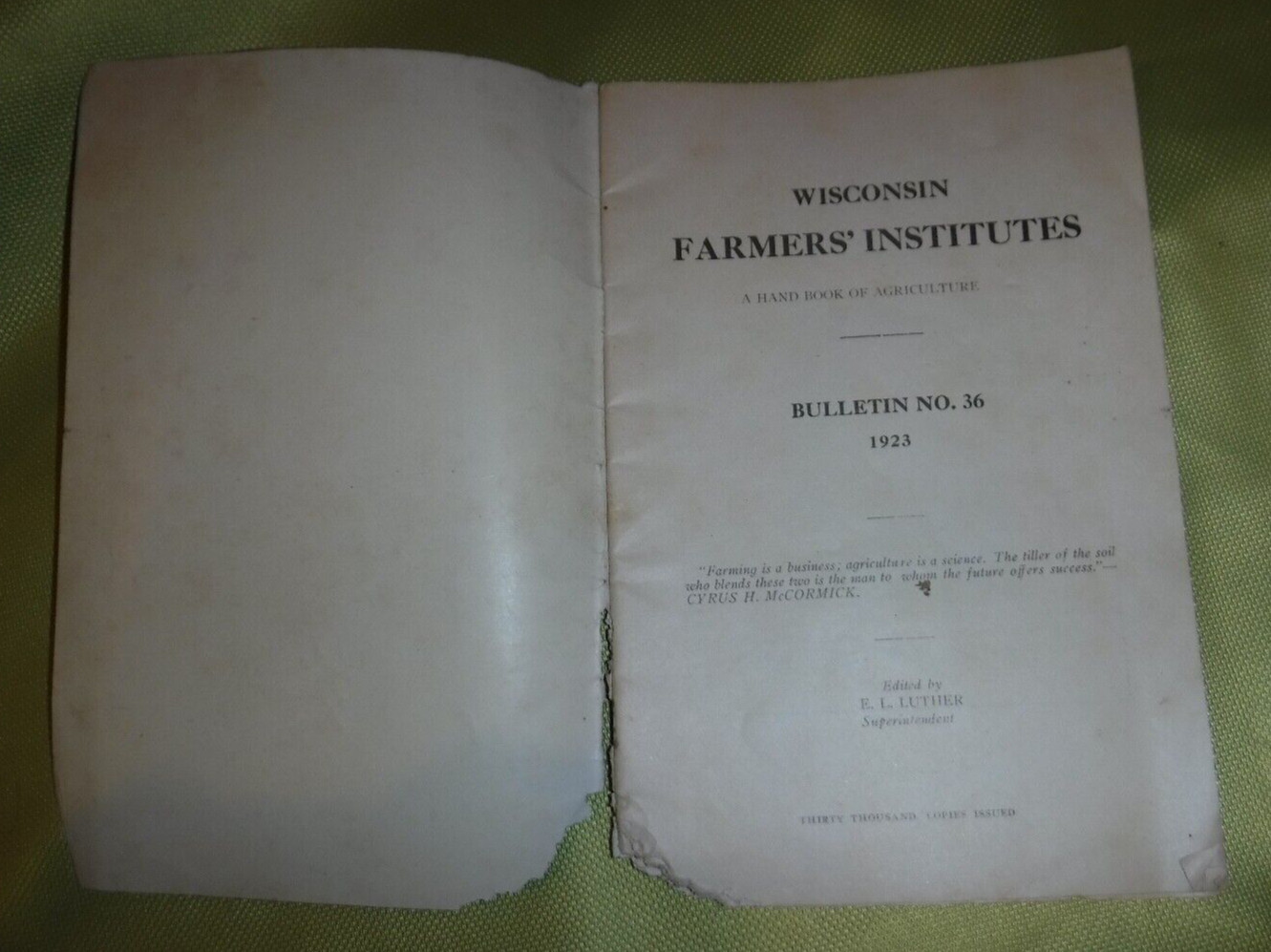 1923 WISCONSIN FARMERS INSTITUTES BULLETIN 16 HANDBOOK OF AGRICULTURE