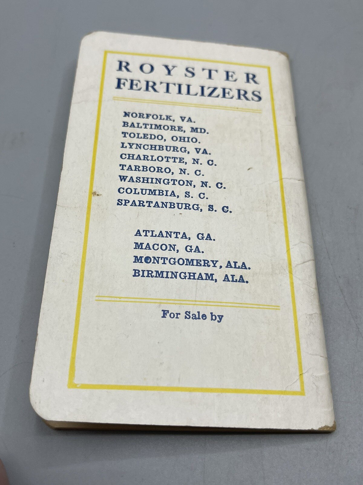 1927-1928 FS Royster Guano Co. Royster Fertilizers Advertising Memo Book.
