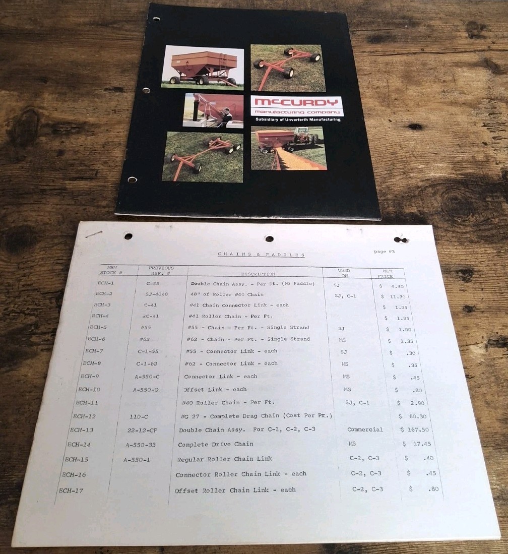 McCurdy Manufacturing Company Brochure And Price List