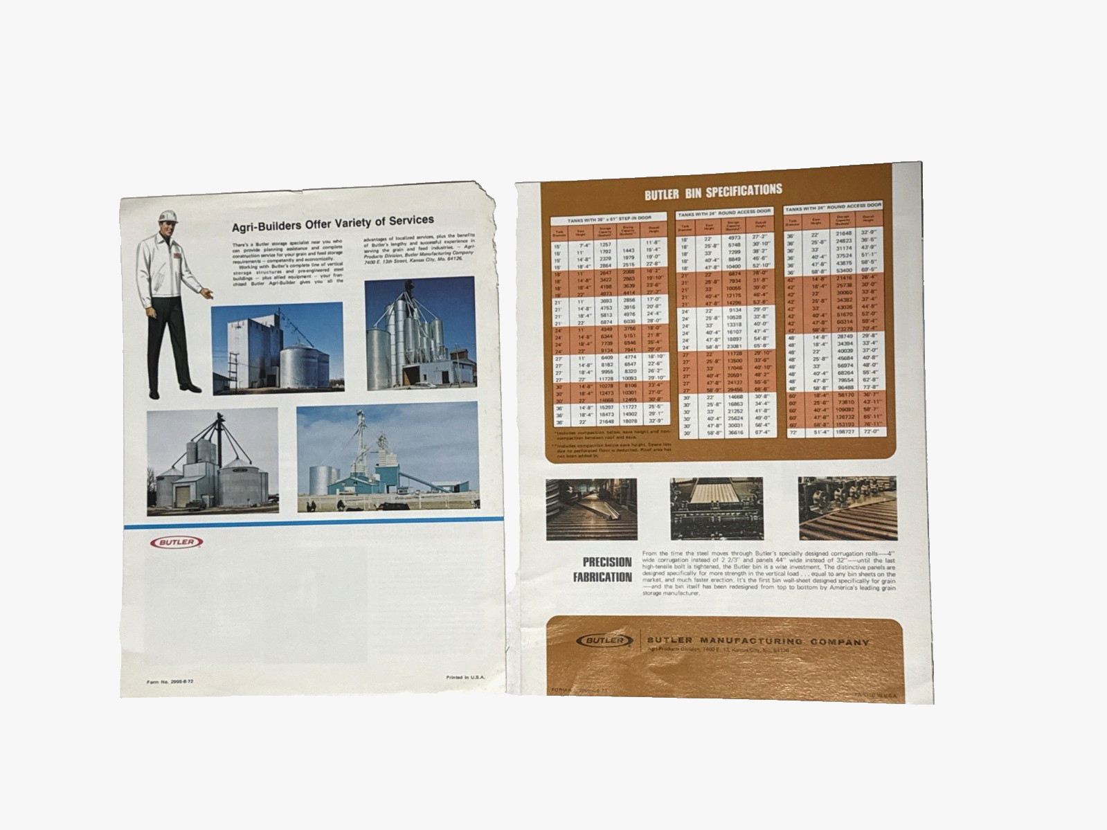 Butler Grain Bins Advertising Brochures Vintage color lot of 8