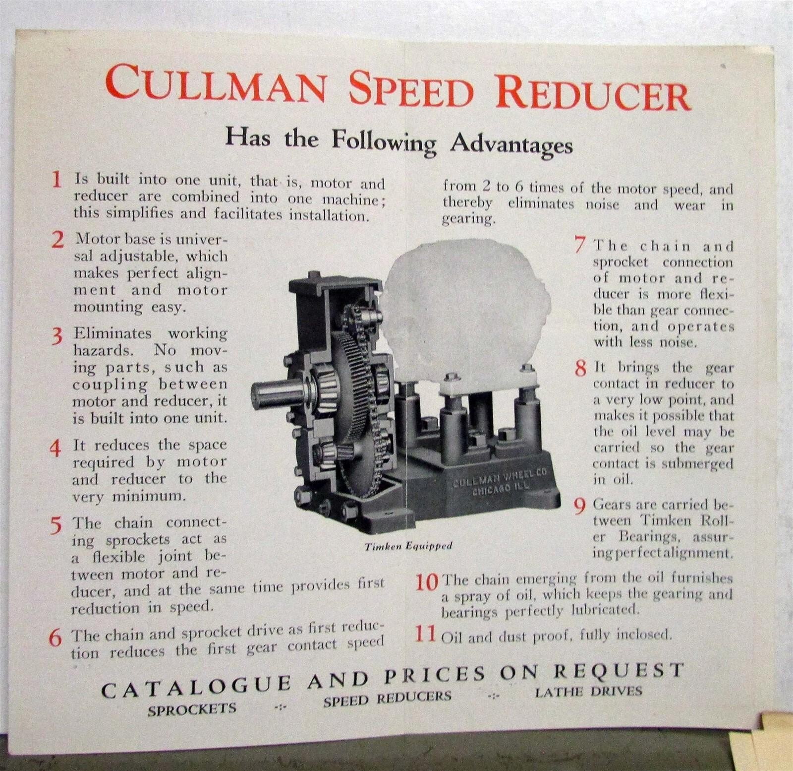 1931 Cullman Wheel Company Sprockets Pictorial Index Pricing Codes Catalogue