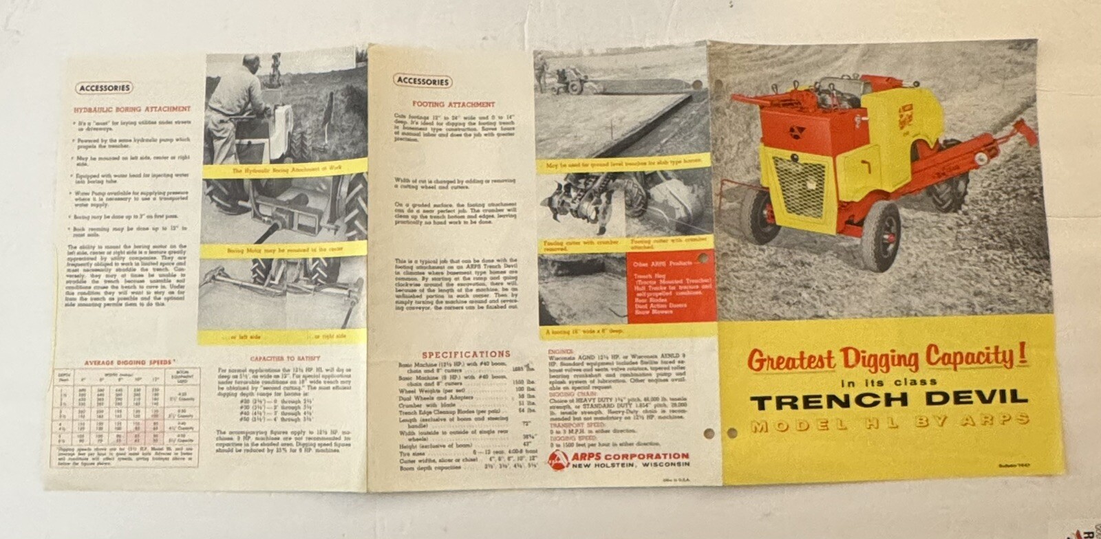 Vintage 1970&rsquo;s ARPS Model HL Trench Devil Dealer Sales Brochure