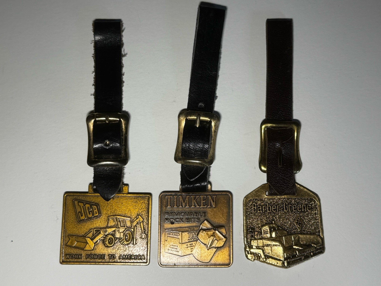 Vintage Watch Fob Lot – JCB – TIMKEN – Barber-Greene – 3 Pc – FREE SHIPPING!!