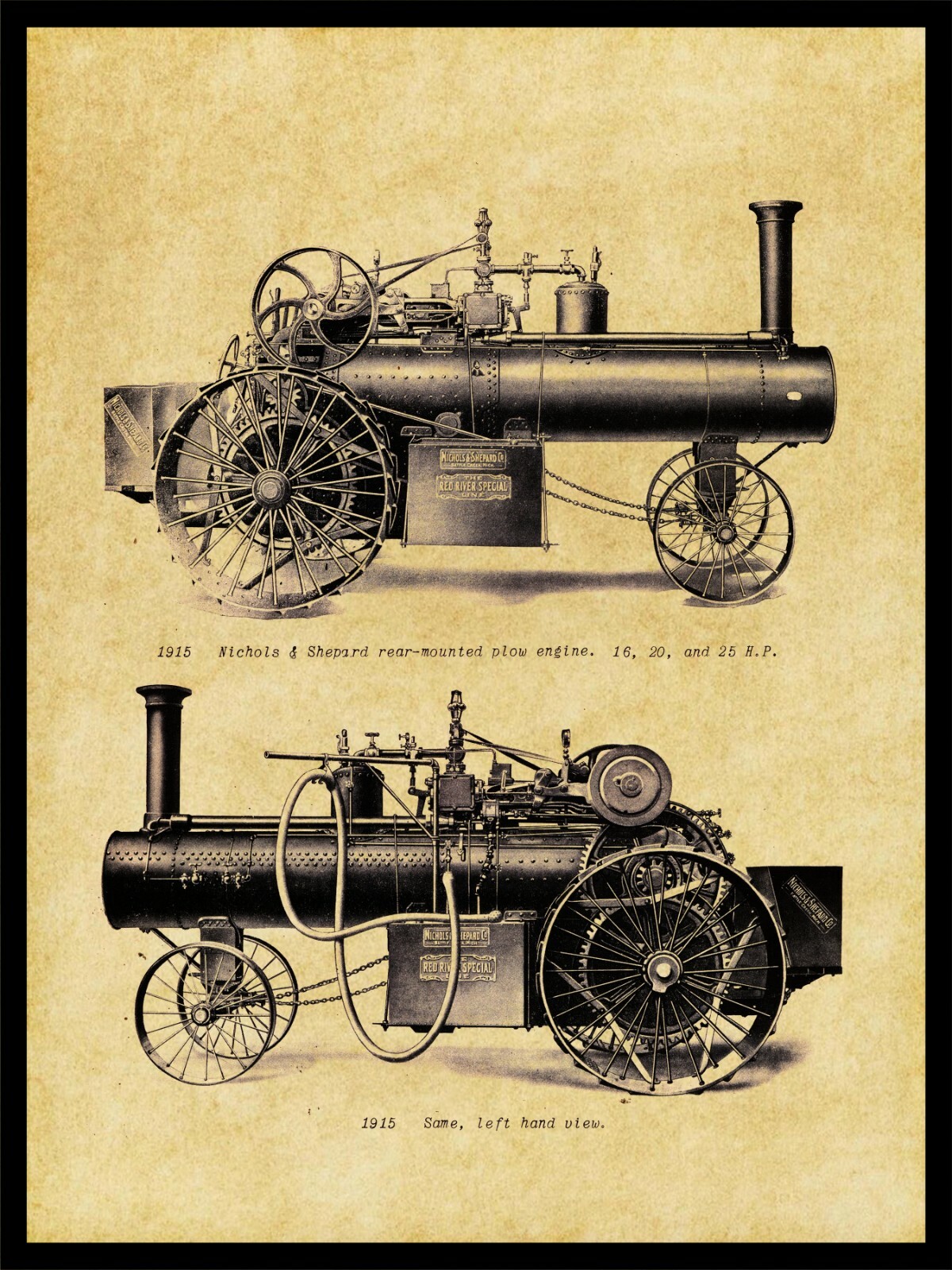 1915 Nichols & Shepard Plow Engine NEW Metal Sign: Battle Creek, Michigan