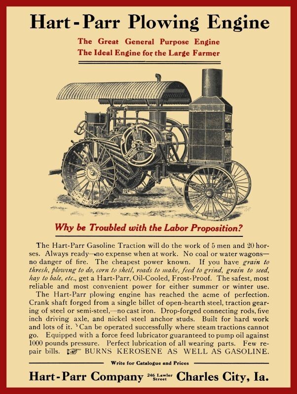 1908 Hart Parr Plowing Engine NEW Sign 30×40&Prime; US STEEL XXL Size