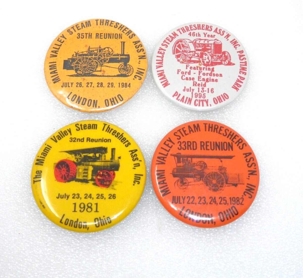 Vintage Lot Miami Valley Steam Threshers Association Buttons – London Ohio Pin