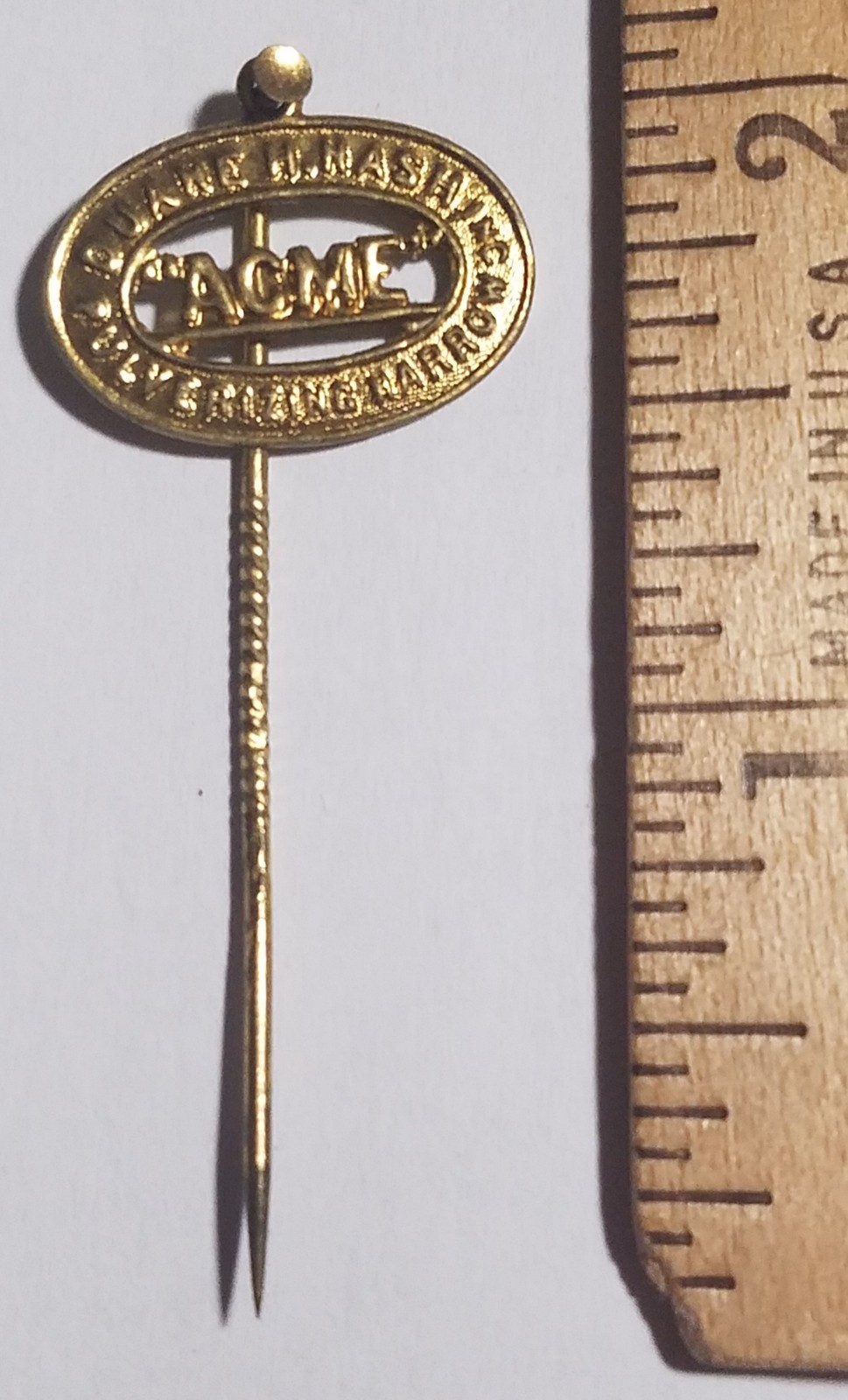 Duane H. Nash Inc, Acme Pulverizing Harrow Stickpin,, Vintage Advertising