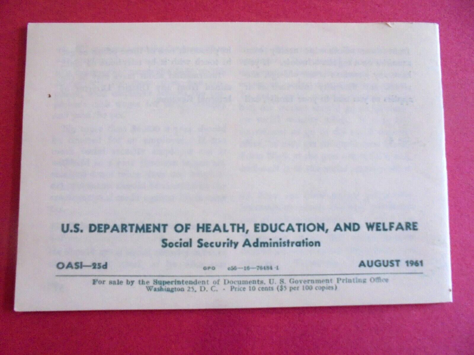 Vintage 1961 Social Security & Farm Families 31 Page Farming Ag Question Booklet
