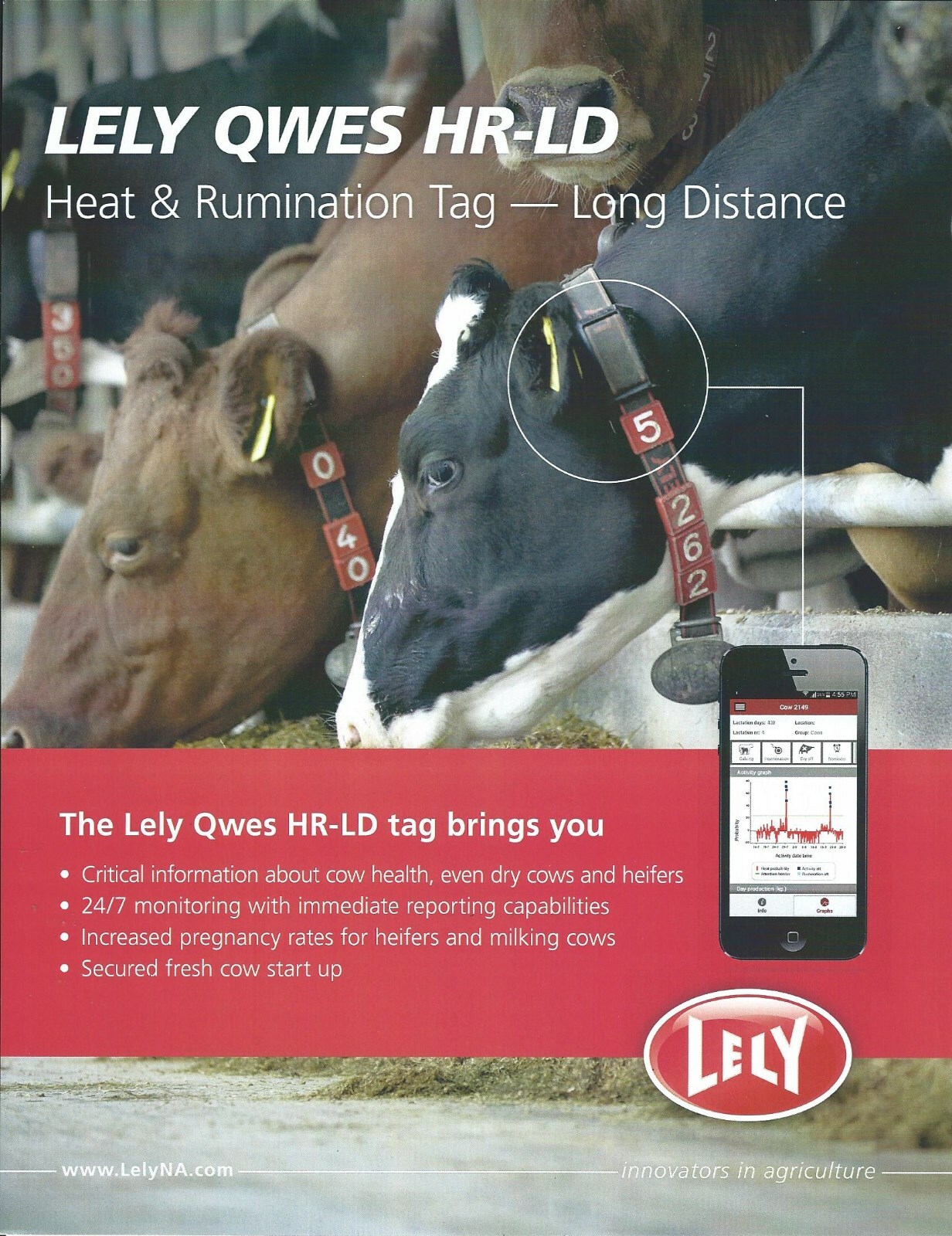 Farm Ad Brochure – Lely – Cow Brush Heat Rumination Tag – c2015 2 items (F6830)