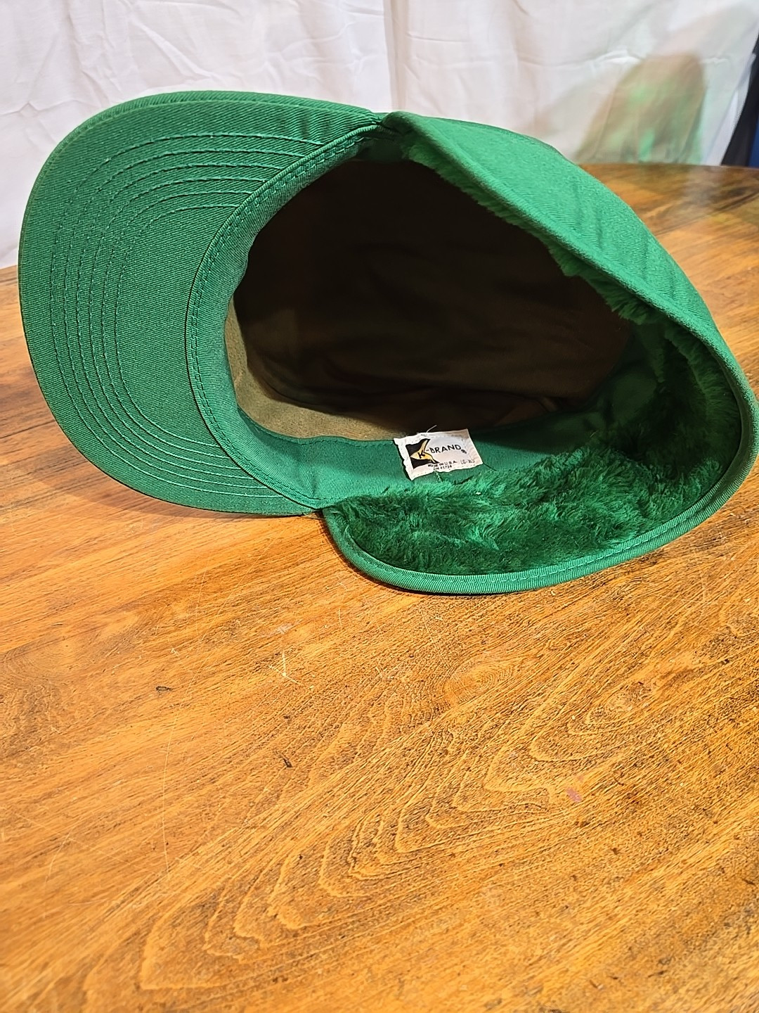 Vintage AGRI-KING KEY Patch Winter Fold Down Flaps Trucker HAT CAP Green/White