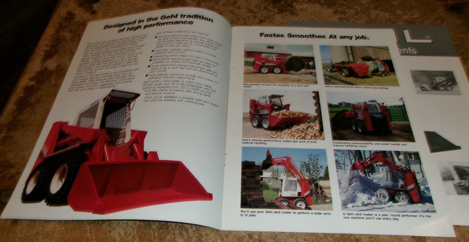 2-lot 1980&rsquo;s-90&rsquo;s gehl skid-loaders brochures in nice shape used