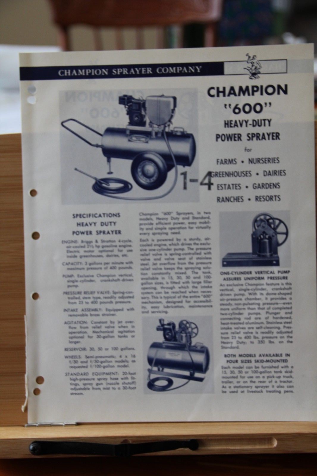 Brochure Farm 600 Champion Sprayer Company Detroit Michigan MI