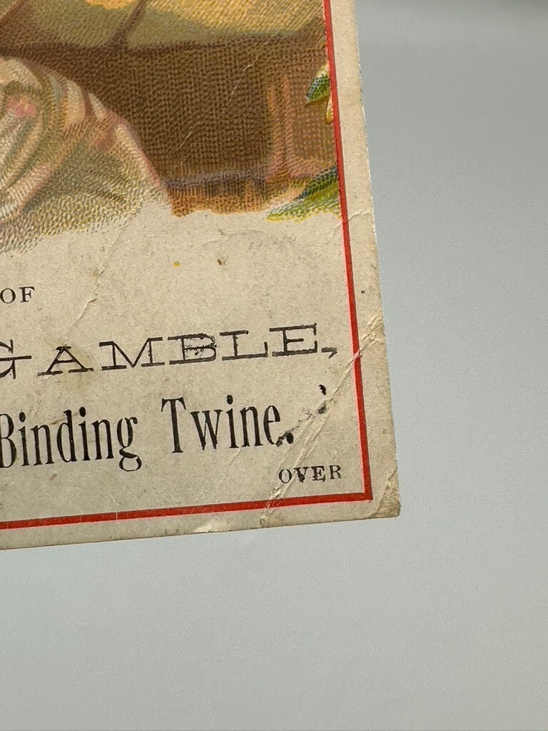 1880s EXCELSIOR BINDERS Hoover & Gamble FARM Advertising TRADE CARD Indianapolis