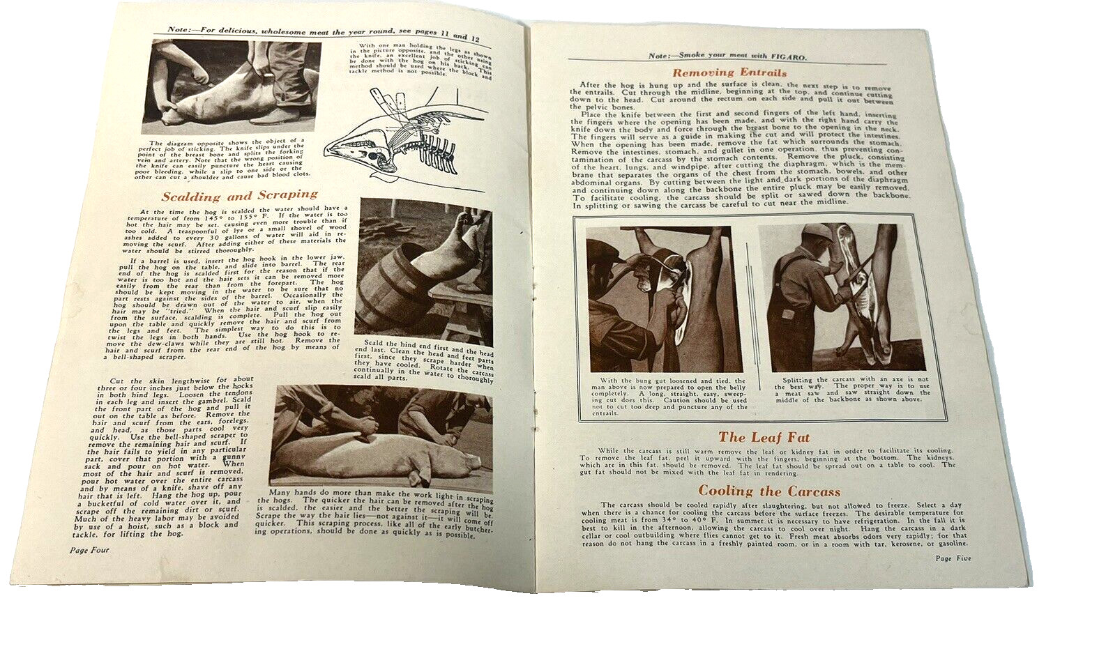 Figaro&rsquo;s Message Booklet Butchering Pigs Curing Liquid Smoke Dallas TX 1930