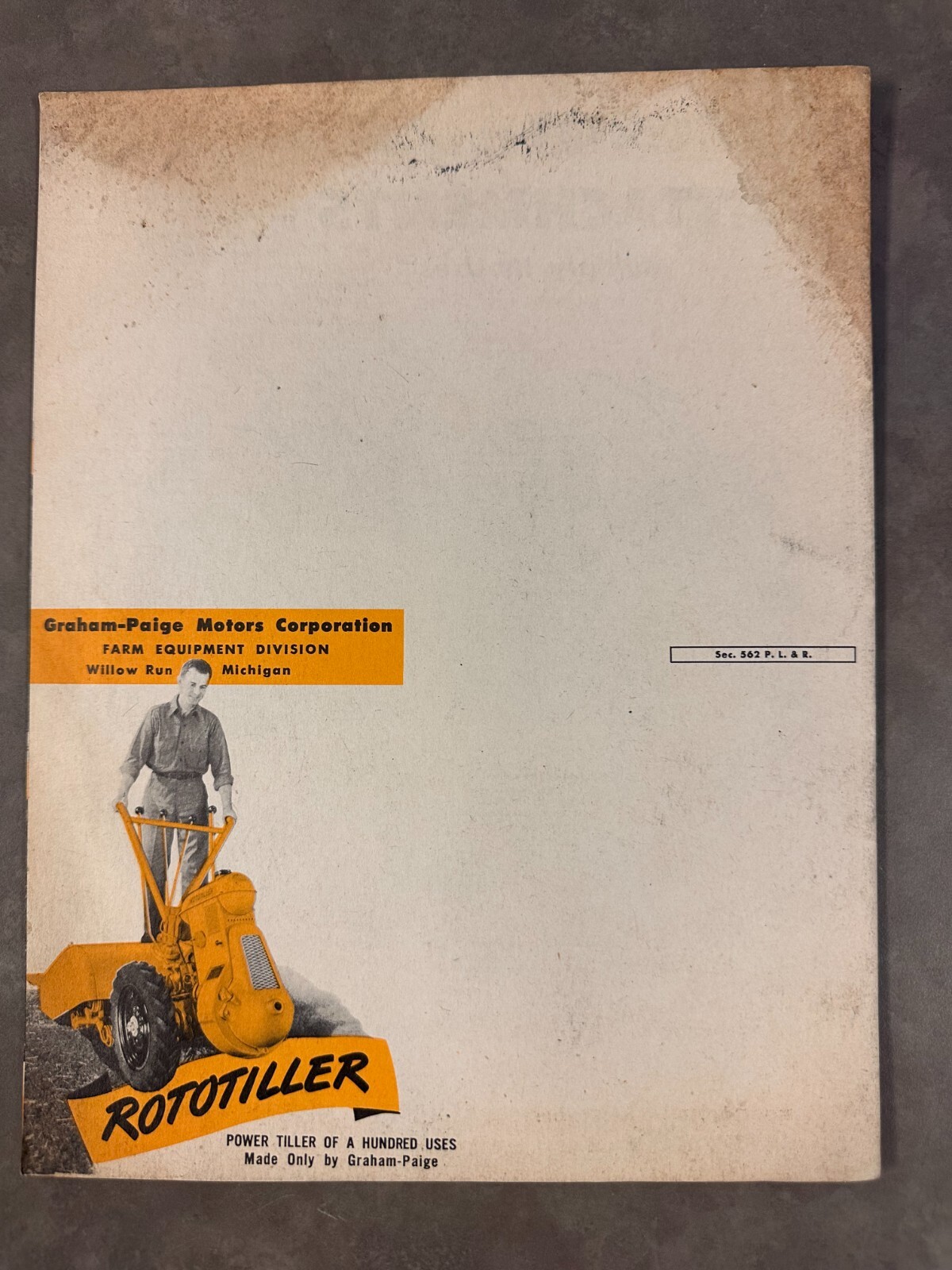 Vintage Rototiller Power Tiller of a Hundred Uses Brochure