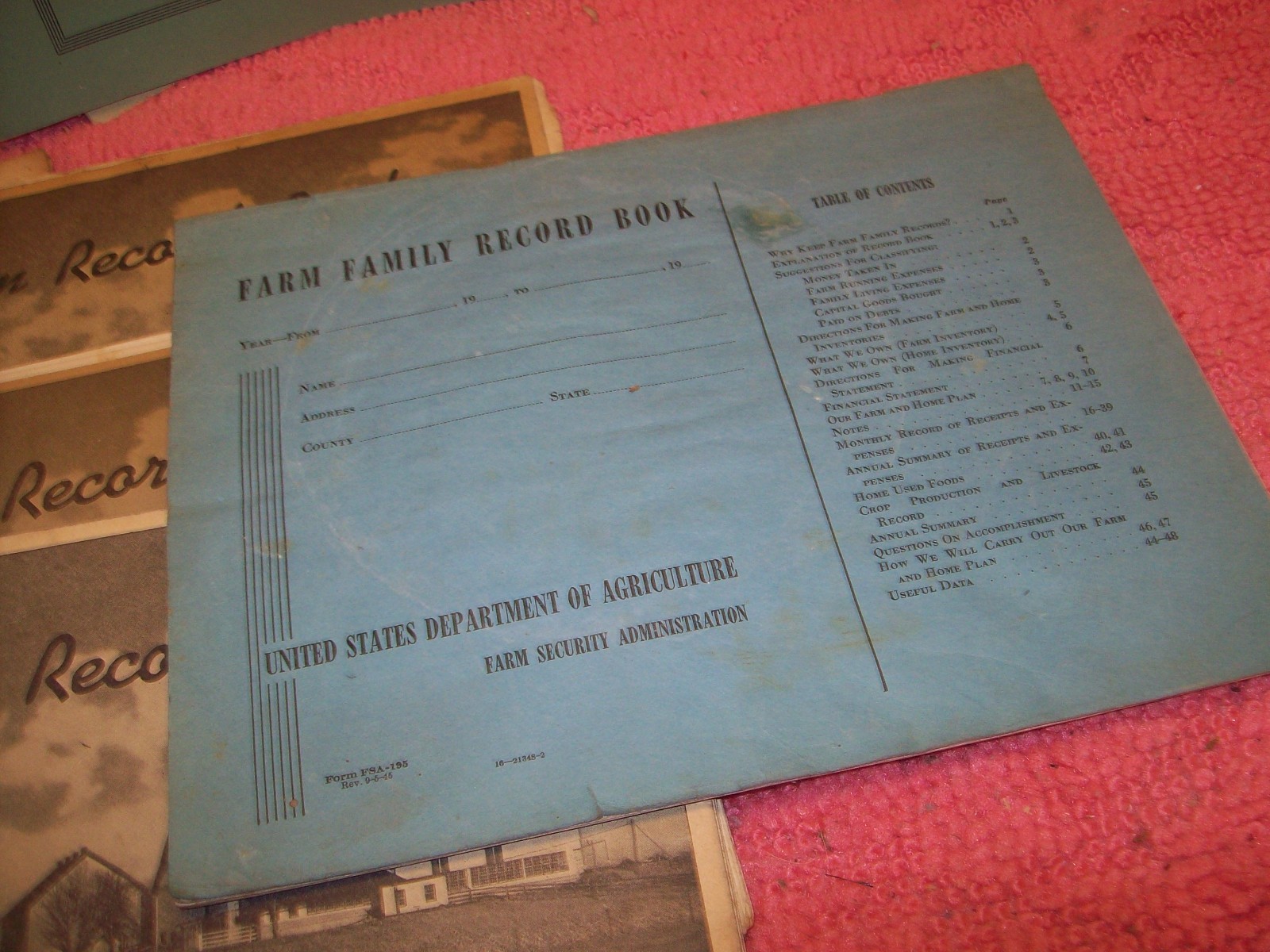 Vintage Lot 1940s 1950s 1960s FHA FSA Farm Record Book, Standard Oil, Waggoners