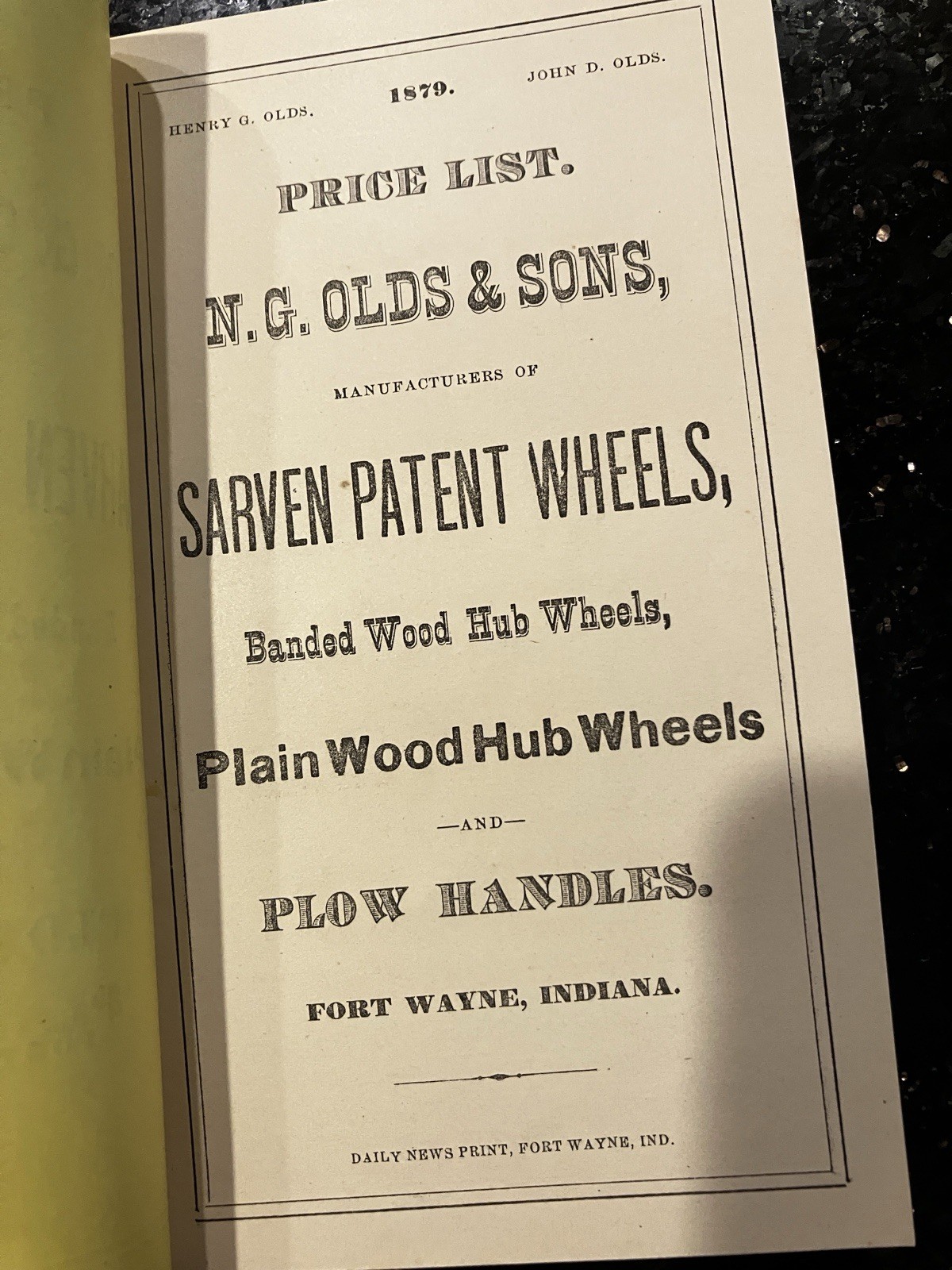 1879 N.G. Olds & Sons Sarven Patent Wheels Catalog Fort Wayne IN Wagon Wheel