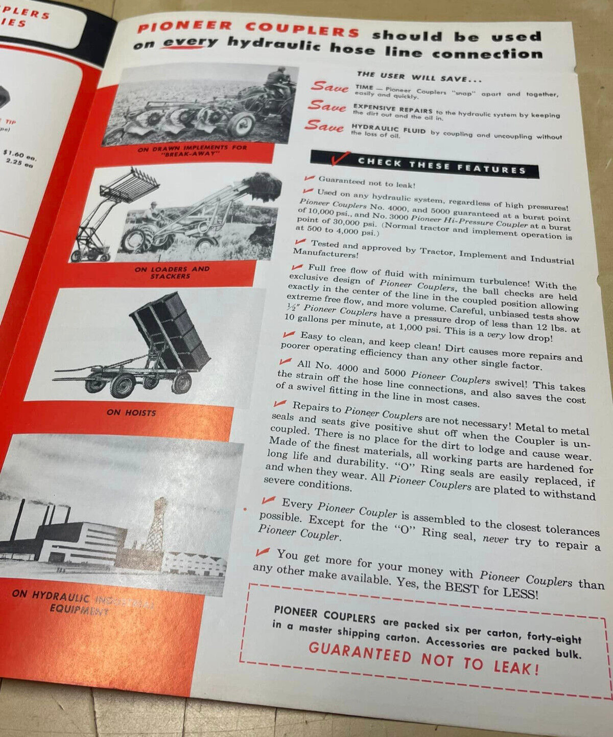 Vintage Original Pioneer Farm Equipment Hydraulics Couplers Catalog Brochure