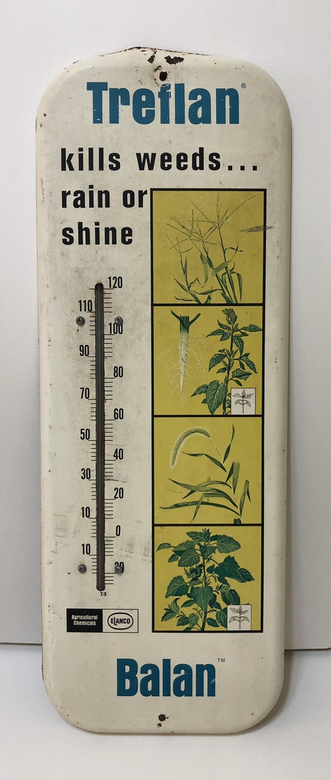 Vintage ELANCO TREFLAN / BALAN Farm Chemical Herbicides Advertising Thermometer