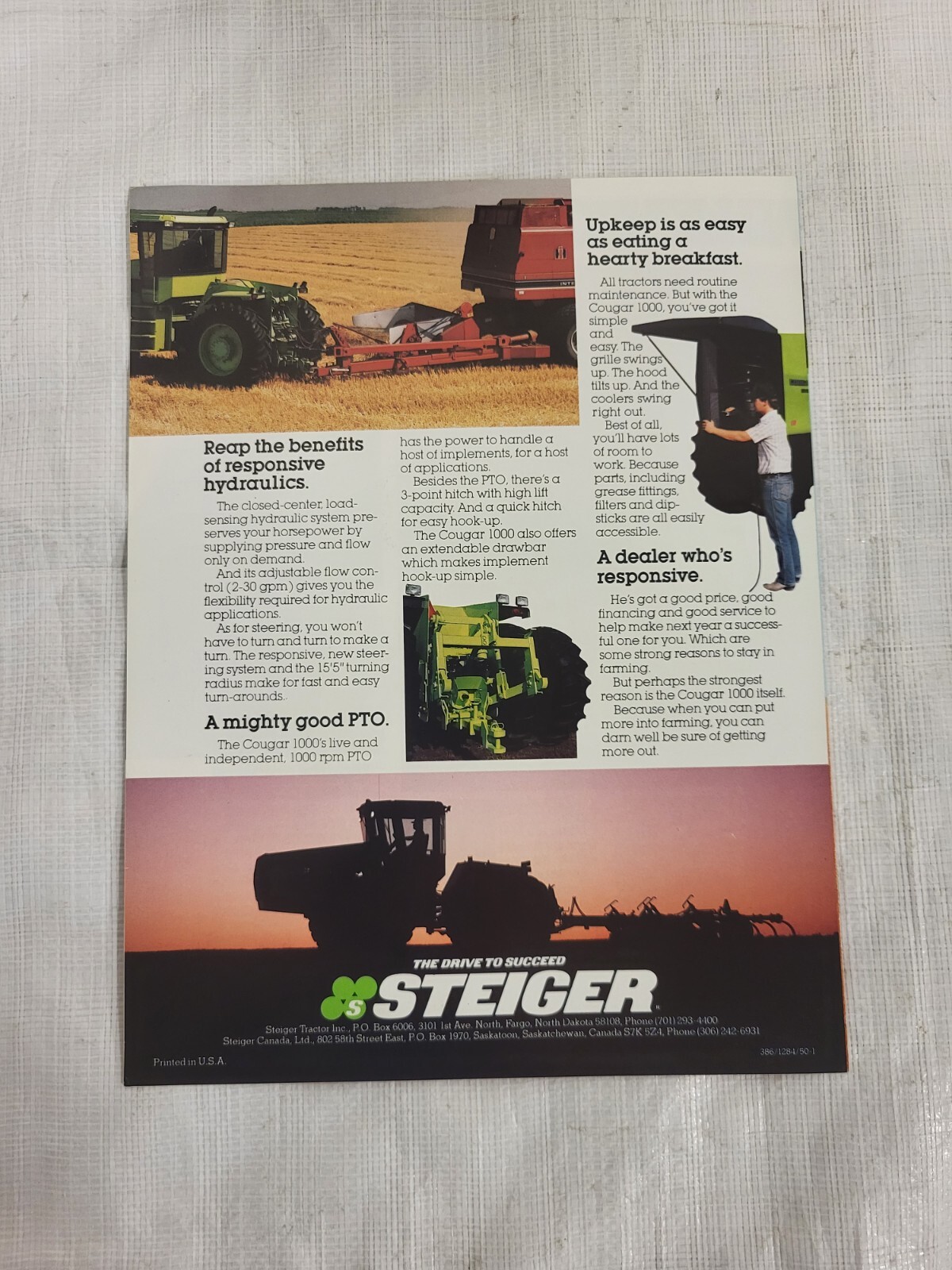 Original Steiger Cougar 1000 Tractor Brochure