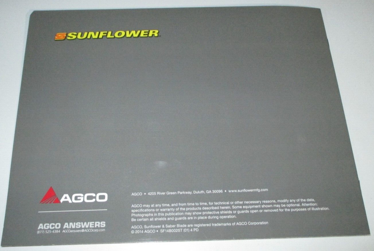 Sunflower 2500 Chisel Plow Sales Brochure OEM 2014 AGCO Literature Advertising