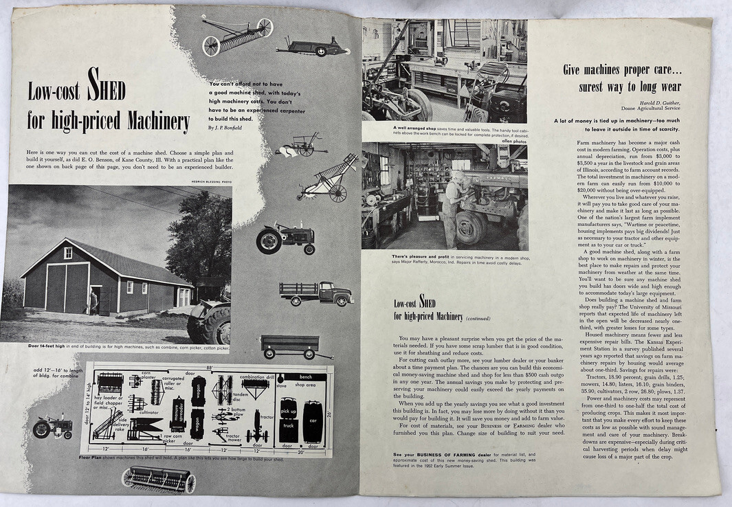 1952 Low Cost Shed for High Priced Machinery for Farms Blueprint U.S. Gypsum Co.
