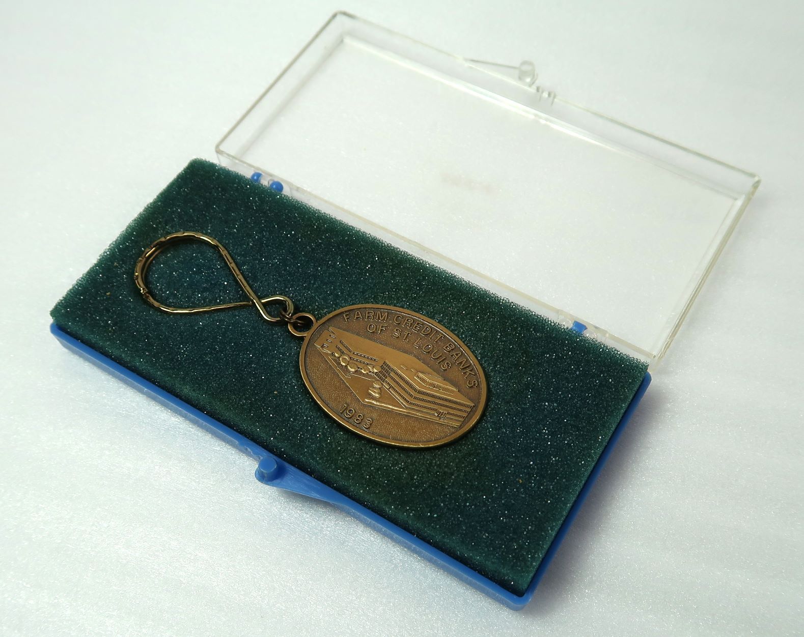 Farm Credit Services St Louis Key Fob 1983 NEW with Original Box Brass Finish