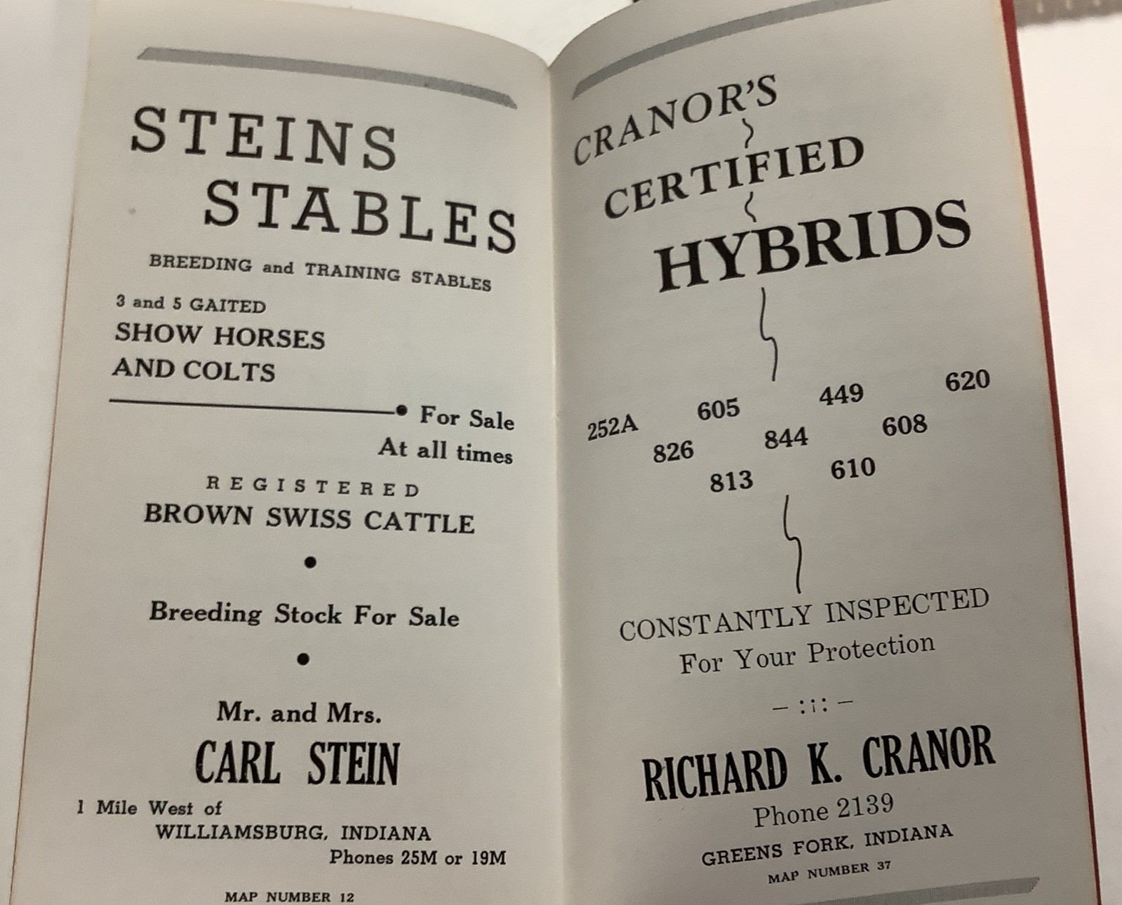 Directory Wayne County Indiana Livestock Breeders Seed Producers 1950-51 1952-53