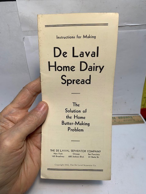 1932 DE LAVAL HOME DAIRY SPREAD THE SOLUTION OF THE BUTTER MAKING PROBLEM BKLT