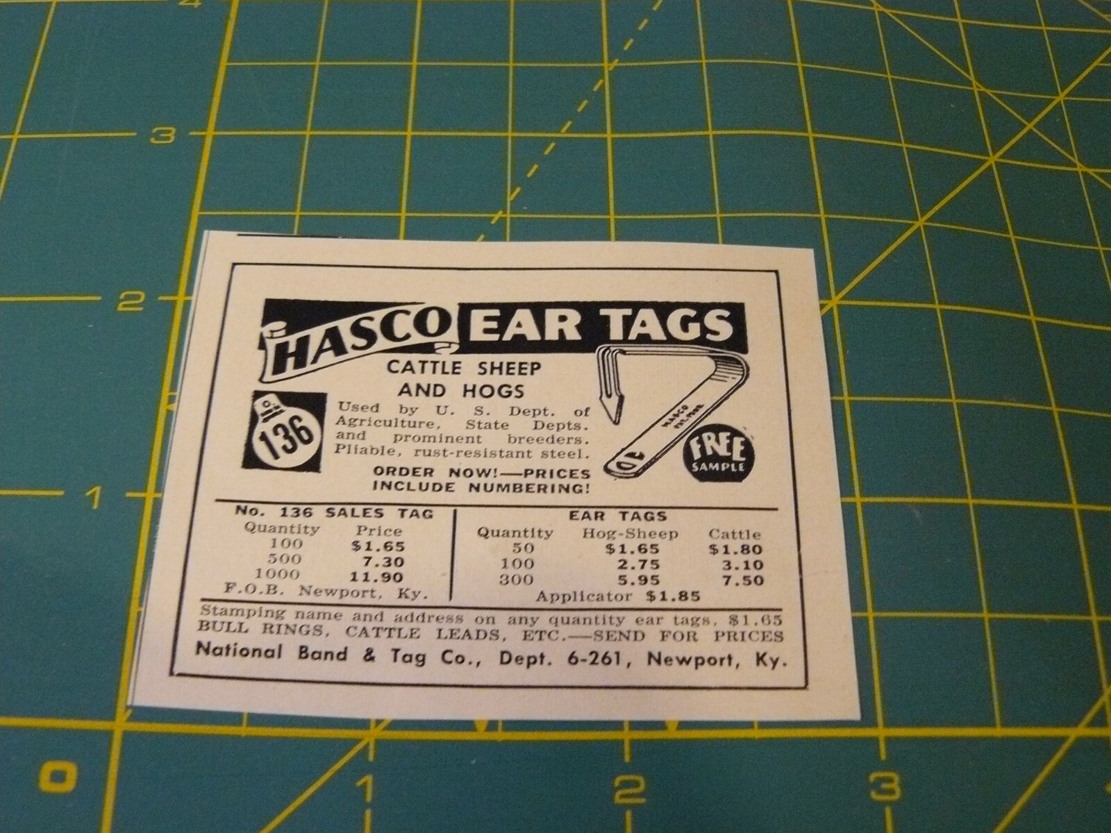 The FARM QUARTERLY -Autumn 1953-HASCO EAR TAGS for CATTLE SHEEP HOGS NEWPORT, KY