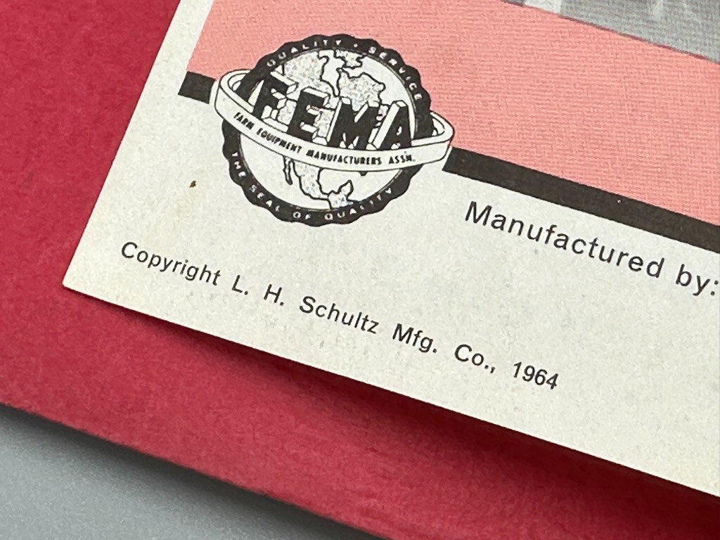 1964 SCHULTZ FARM MACHINERY Sales Manual Parts List