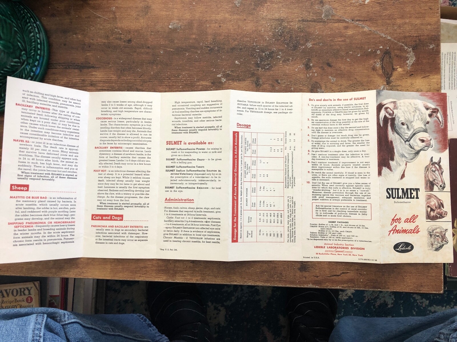 Vintage SULMET All Animals Brochure Lederle Labs CATTLE SWINE HORSE CALF SHEEP