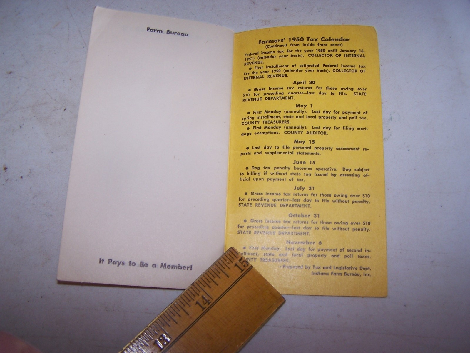 1949-1950 INDIANA FARM BUREAU Pocket Notebook INDIANAPOLIS INDIANA Collie Cover