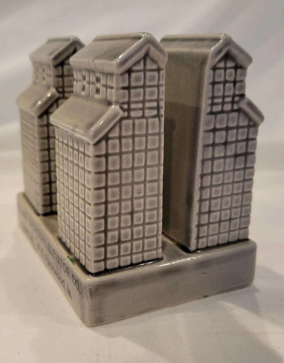 Pekin Iowa Grain Elevator Napkin Holder Ceramic Advertising Roland MCreery Co.